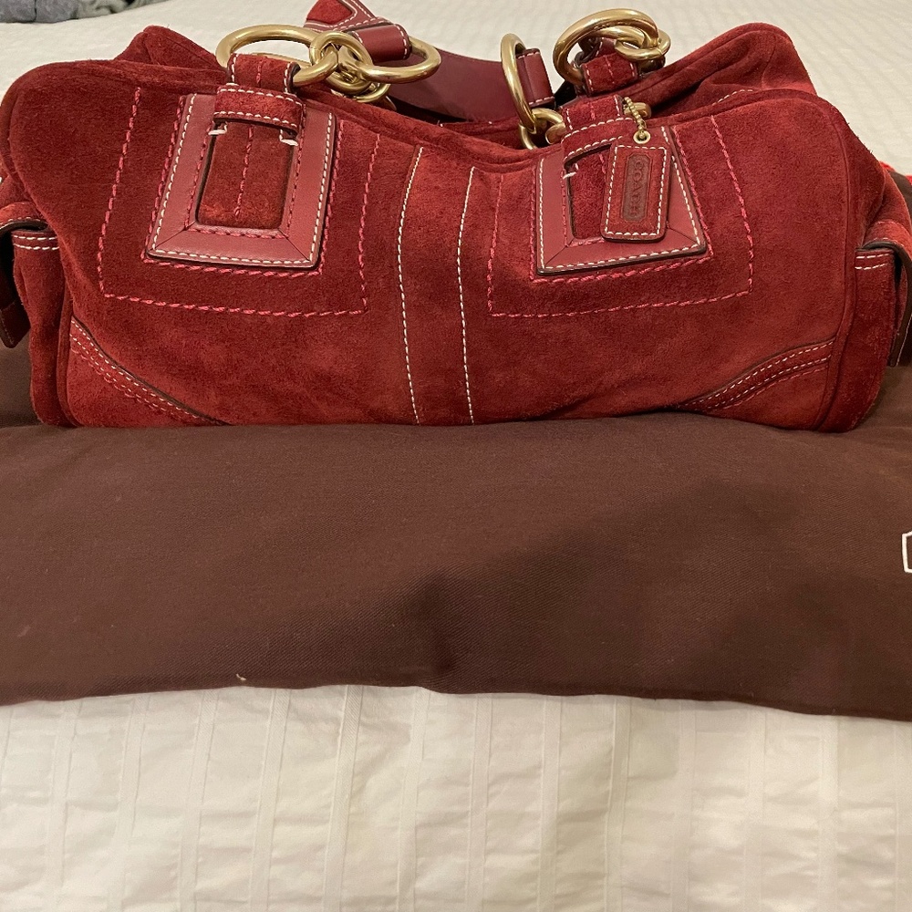 Coach Burgundy Suede Satchel Bag